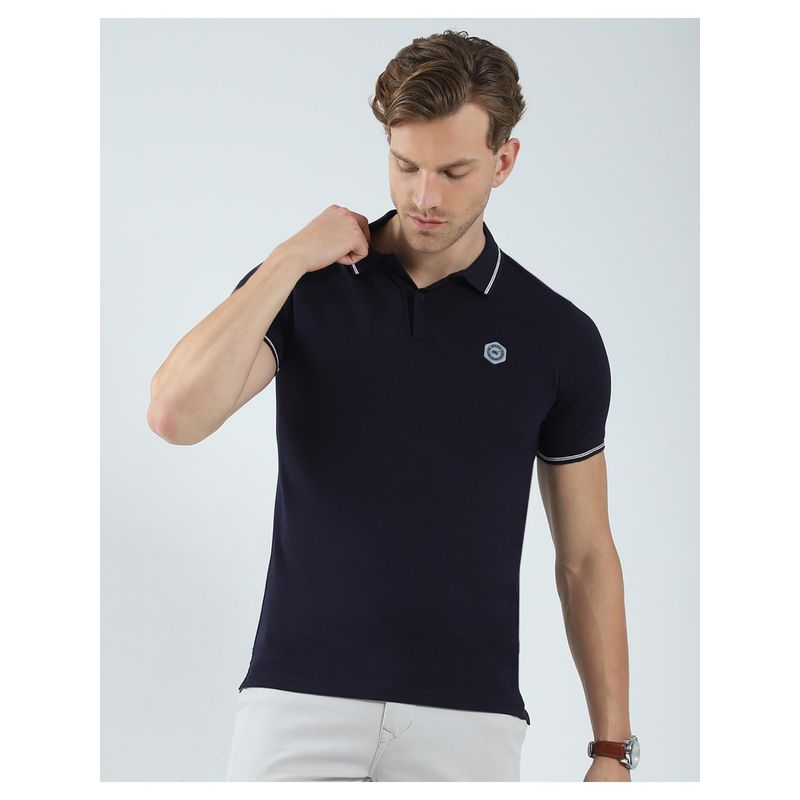 Monte Carlo Men Solid Collar Neck Polo T-Shirt (L)