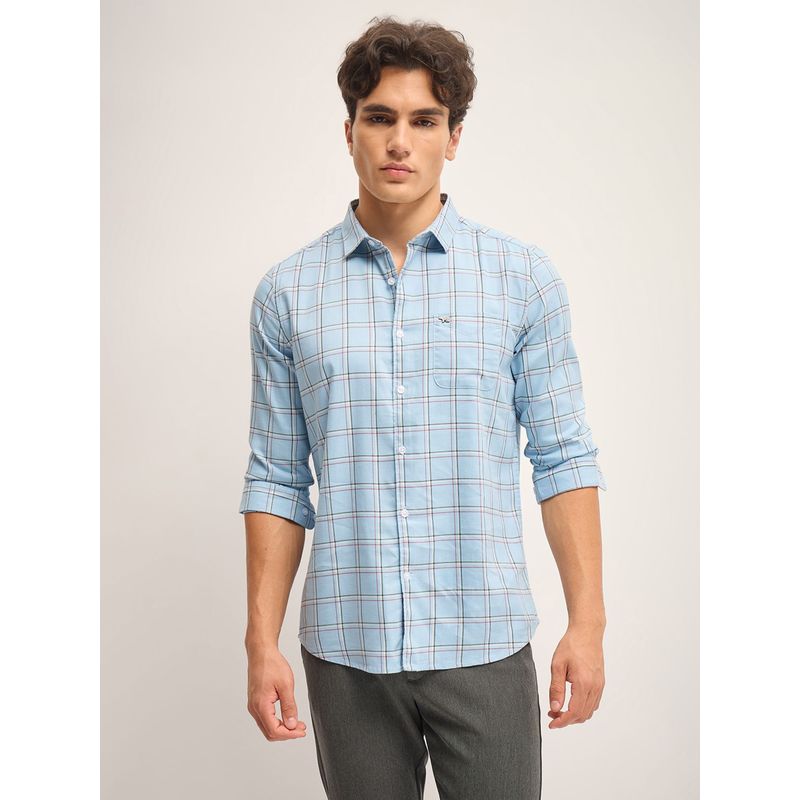 THE BEAR HOUSE Blue Checks Slim Fit Casual Shirt (S)