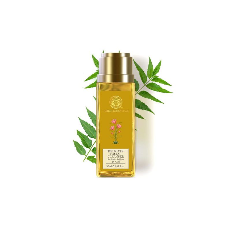 Forest Essentials Delicate Facial Cleanser with Saffron & Neem - Ayurvedic Face Wash For Oily Skin
