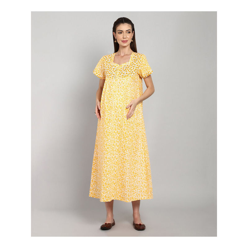 Yellow Maternity Maxi Formal Gown with Train main image 0