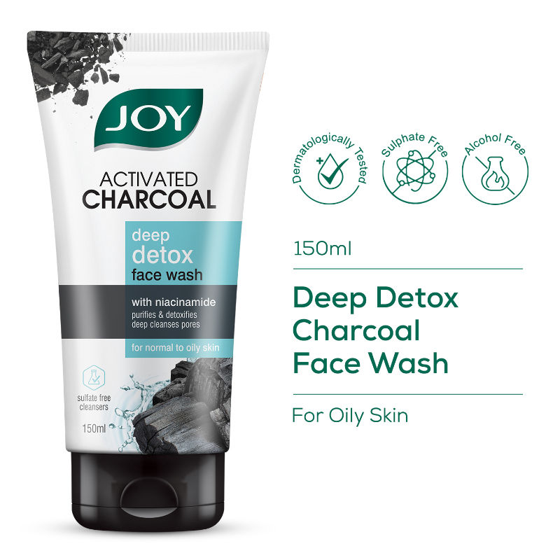 Joy Activated Charcoal Deep Detox Face Wash For Oily Skin To Controls Oil & Removes Dirt & Blackheads
