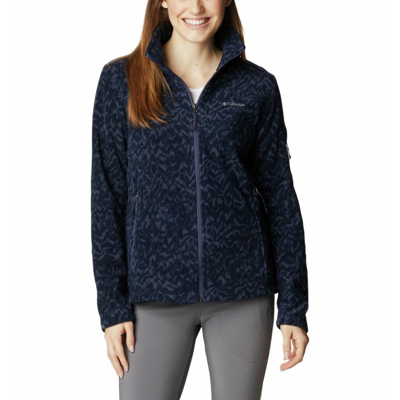Columbia Womens Navy Fast Trek Printed Fleece Jacket (S)