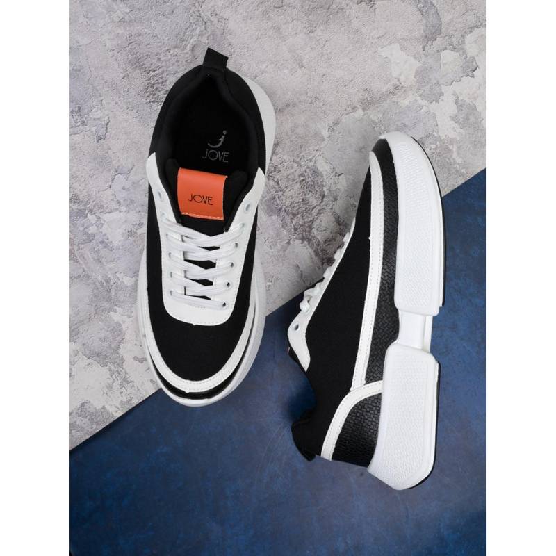 Jove Women Black Textured Sneakers (EURO 36)