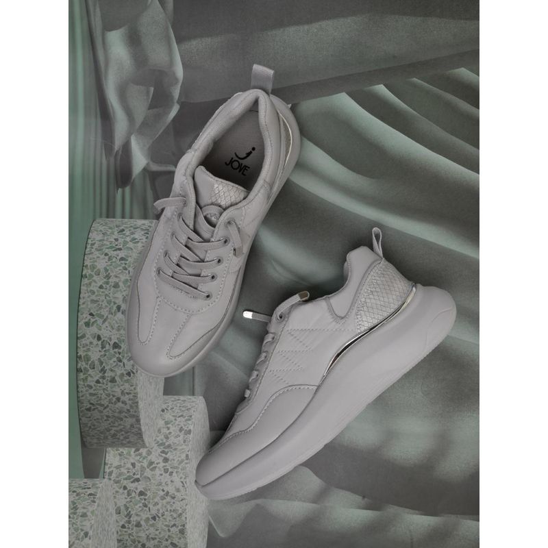 Jove Women Grey Solid Sneakers (EURO 39)