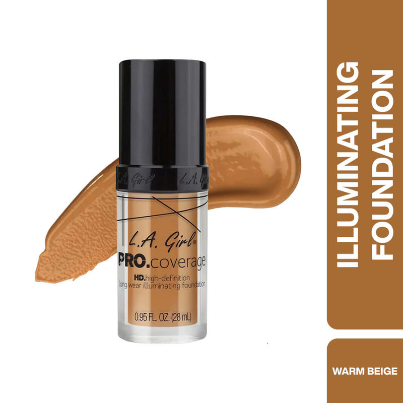 L.A Girl HD Pro Coverage Long Wear Illuminating Liquid Foundation - Warm Beige