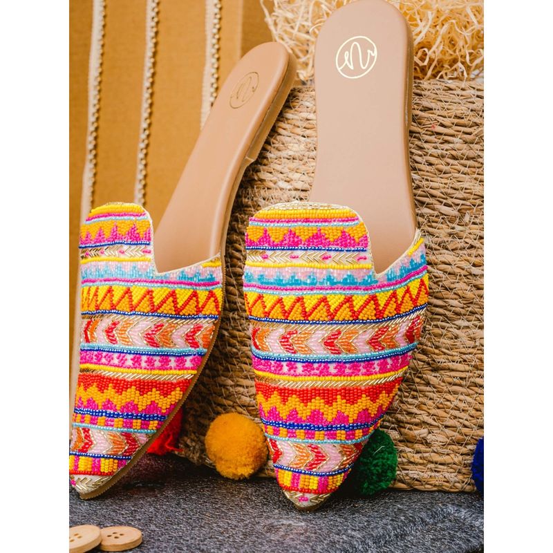 NR BY NIDHI RATHI Sequined Multi-Color Mules (Euro 36) (EURO 36)
