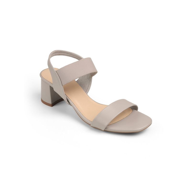 PEPPER Women Grey Block Sandal Heels (EURO 36)