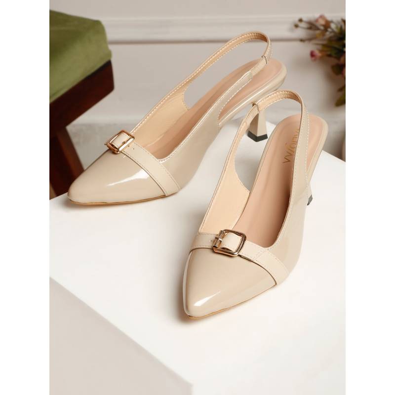 VALIOSAA Cream Color Casual Stiletto Heels (EURO 36)