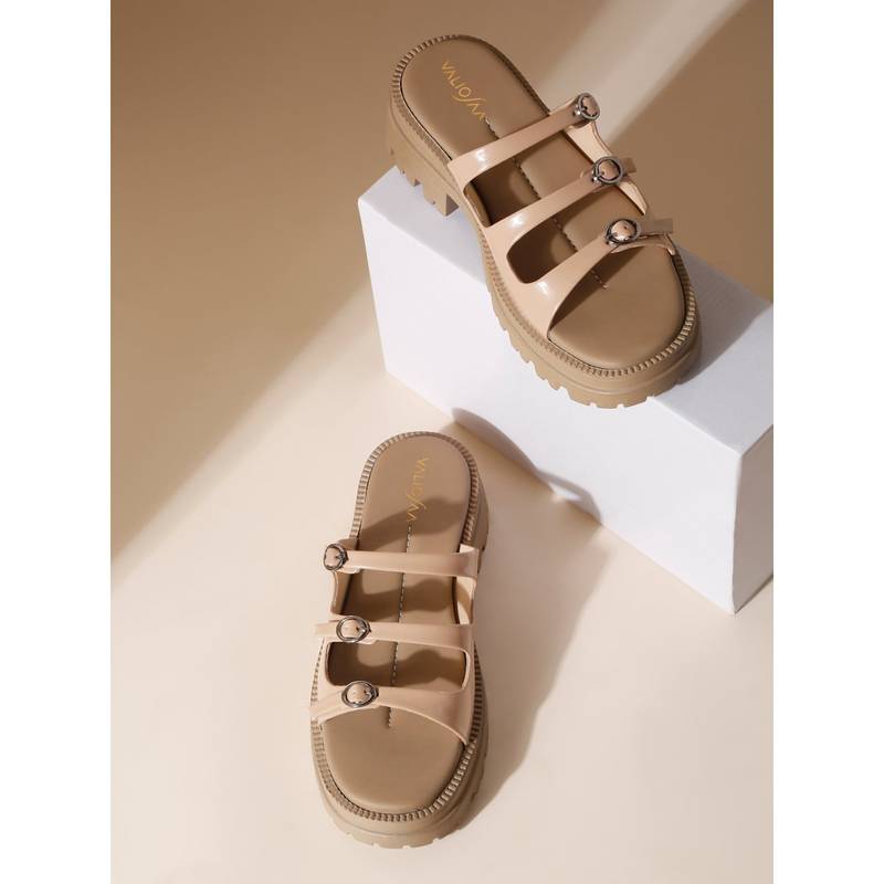 VALIOSAA Beige Color Casual Sandal Heels (EURO 41)
