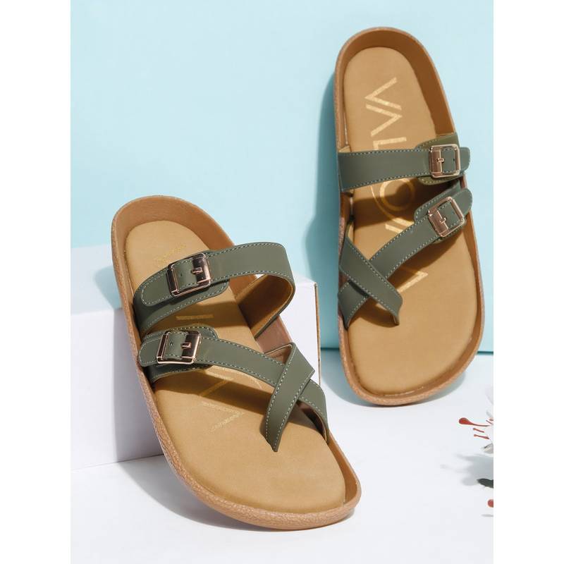 VALIOSAA Olive Color Casual Sandals (EURO 36)