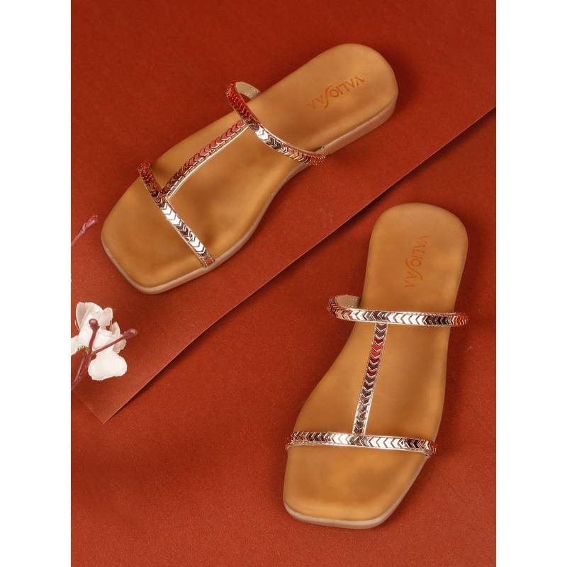 VALIOSAA Rose Gold Color Casual Sandals (EURO 36)
