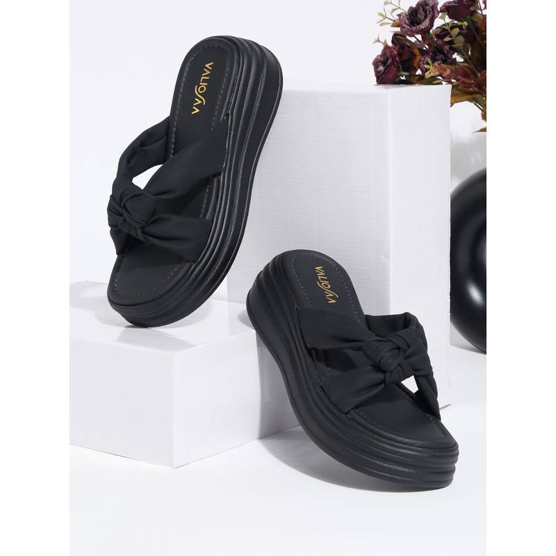VALIOSAA Black Color Casual Sandal Heels (EURO 41)