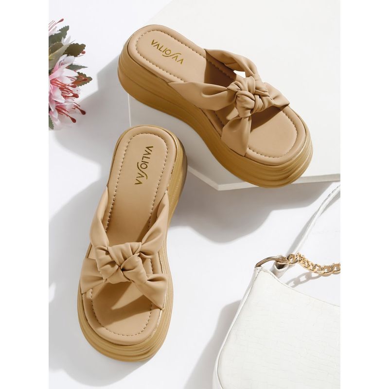 VALIOSAA Beige Color Casual Sandal Heels (EURO 36)