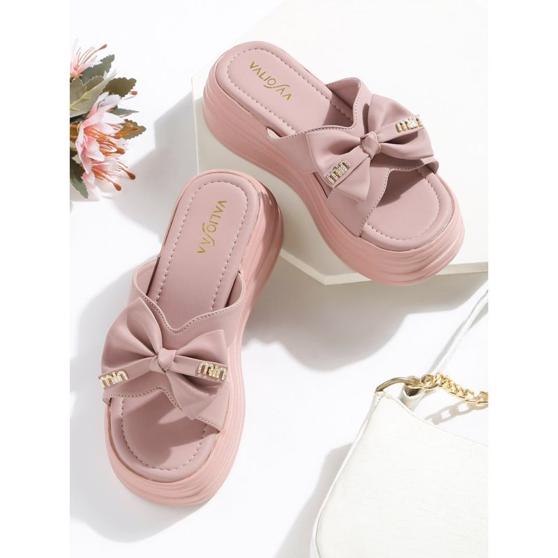 VALIOSAA Pink Color Casual Sandal Heels (EURO 36)