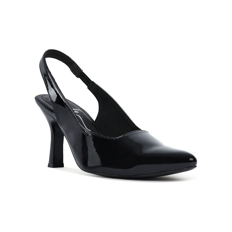 London Rag Black Patent Faux Leather Stiletto Heels (EURO 37)