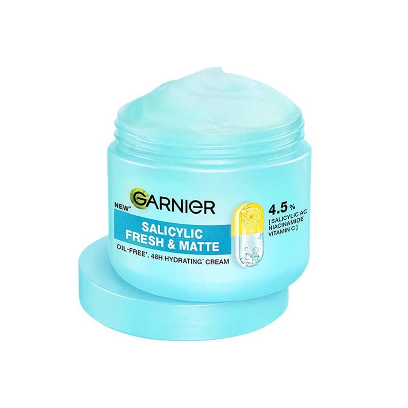 Garnier Fresh & Matte Salicylic Acid Moisturizer, 4.5% Salicylic Acid+Niacinamide+Vit C