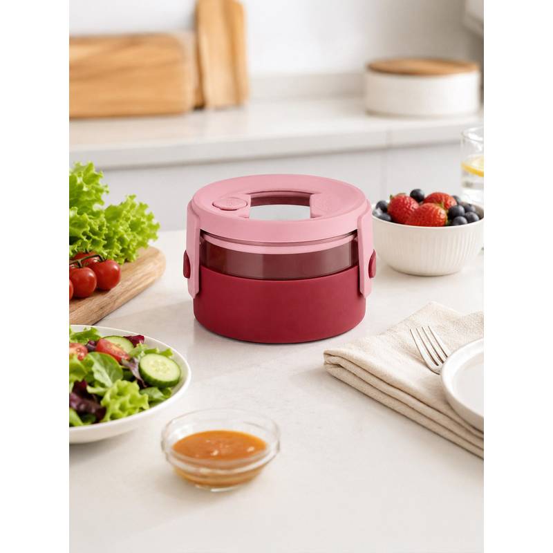 Kilner Leakproof Glass Lunch Bowl with Silicone Sleeve - Pink (M)