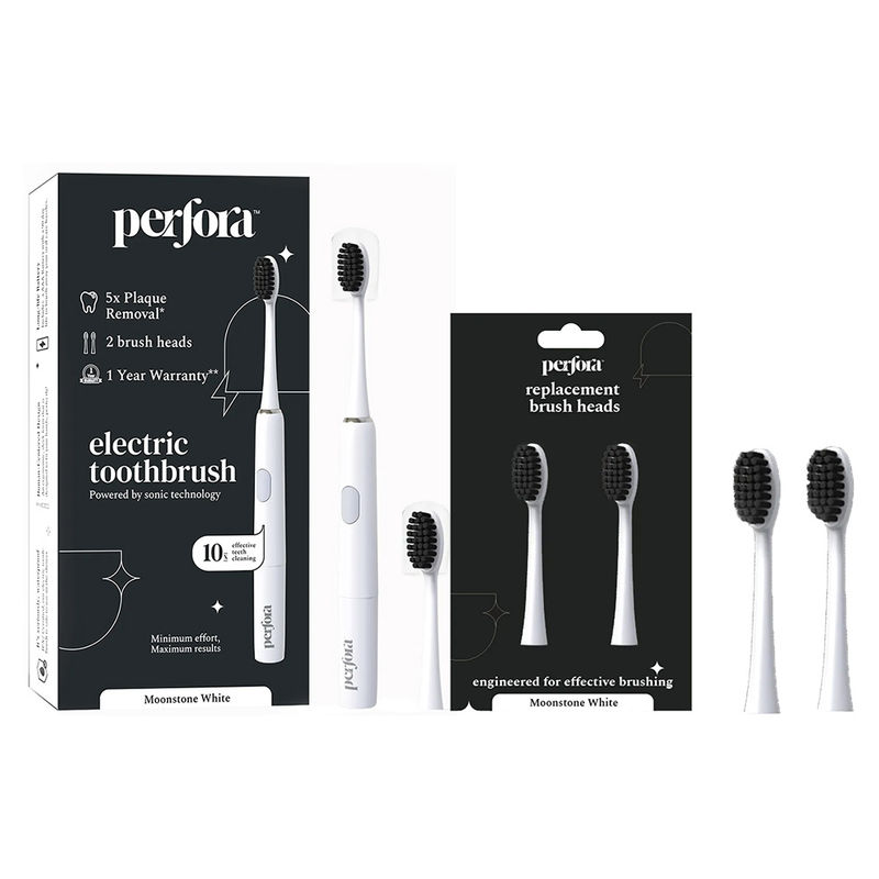 Buy Perfora Electric Toothbrush Moonstone White Brush Heads Combo buy-perfora-electric-toothbrush-moonstone-white-brush-heads-combo