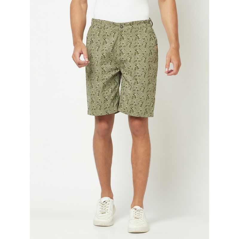 CRIMSOUNE CLUB Mens Olive Abstract Print Chino Shorts (30)