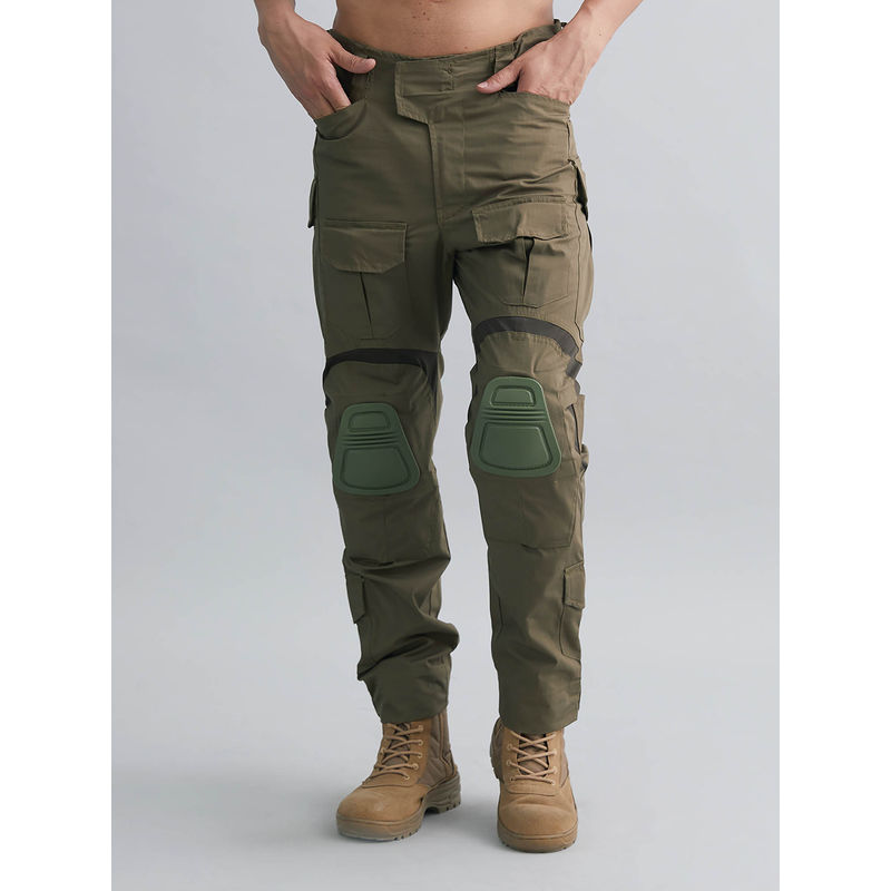 MountMiller Olive Solid Regular Fit Cargo (34)