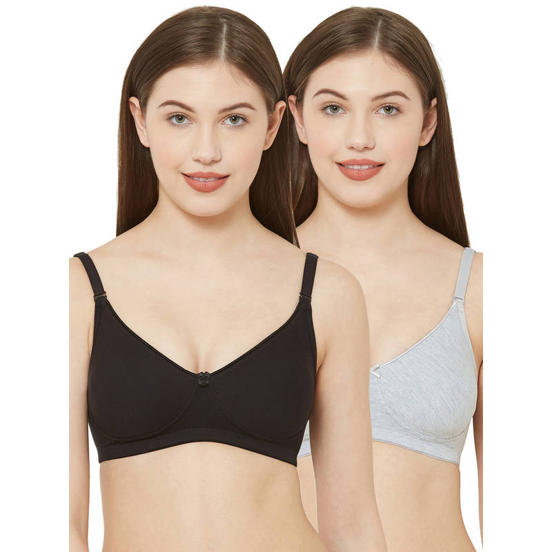 Juliet Womens Non Padded Non Wired Bra Combo Simran White Grey (34D)