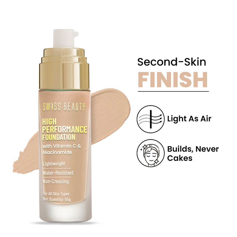 Swiss Beauty High Performance Foundation With Vitamin C & Niacinamide Light-Weight - 05 Classic Ivory