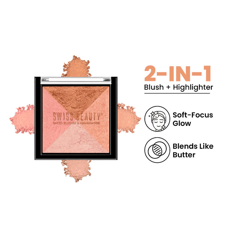 Swiss Beauty Baked Blusher & Highlighter - 01