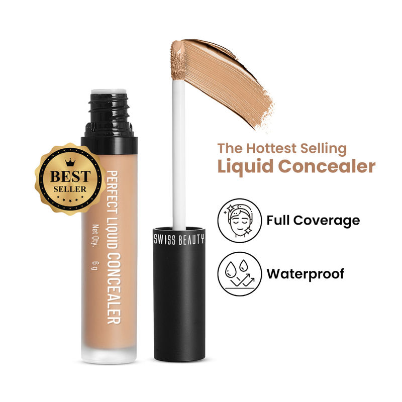 Swiss beauty Full Coverage Liquid Concealer With Jojoba Oil - 14 Warm Honey