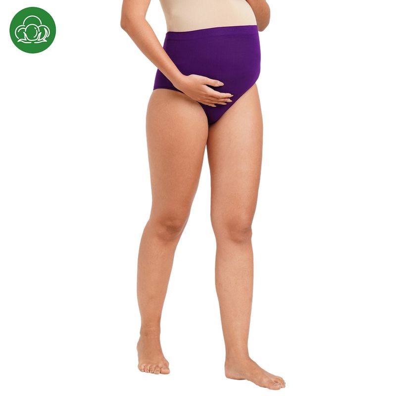 Inner Sense Super Soft Bamboo Fibre Antimicrobial Seamless Over the Bump Panty - Purple (S)
