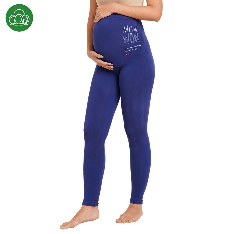 Inner Sense Super Soft Bamboo Fibre Antimicrobial Seamless Maternity Legging - Blue (XS)