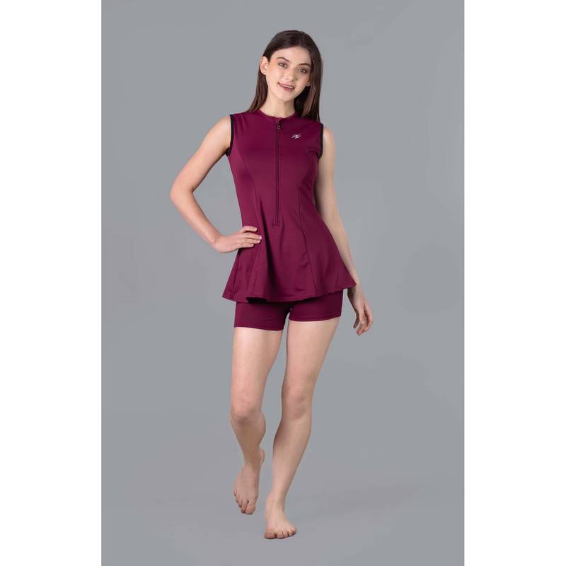 Keepfit Maroon Zipper Swimset (S)