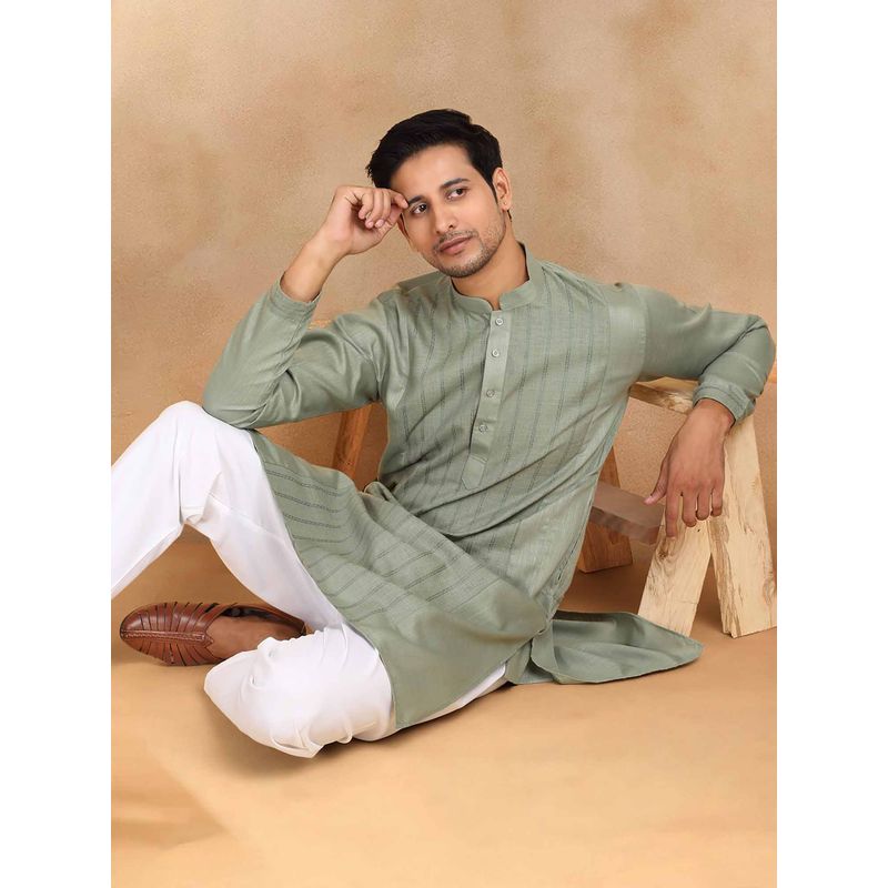 Kraft India Men Green Embellished Kurta with Pyjama (Set of 2) (36)