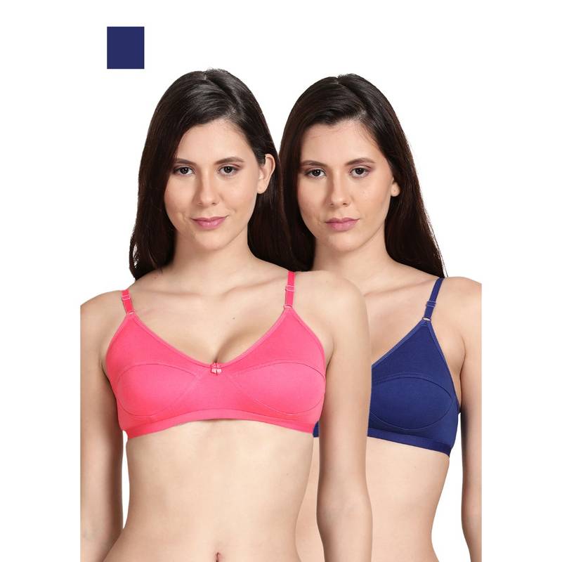 Shyaway Shyle Non Padded Seamed Everyday Bra Multicolor (Pack of 2) (32B)