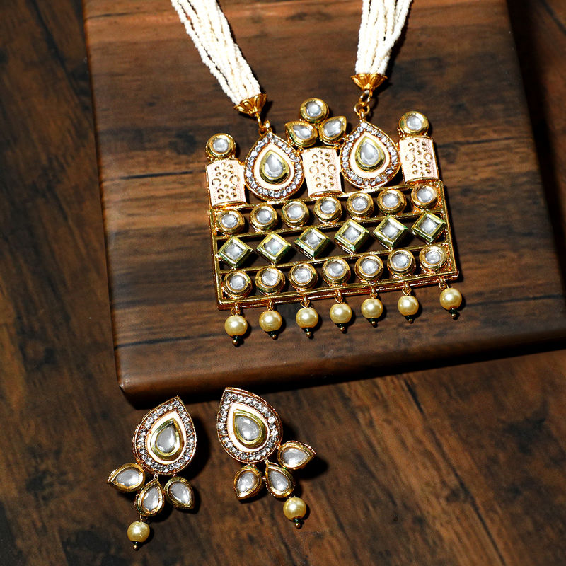 Karatcart Gold Plated Royal Rajasthani Kundan Necklace Set Buy Karatcart Gold Plated Royal