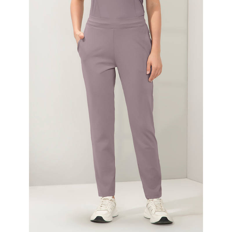 Amante Women Purple Relaxed Fit Mid Rise Full Length Solid Trackpant (S)