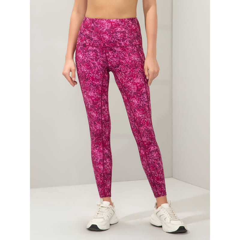 Amante Women Pink High Rise Full Length Printed Tights (2XL)