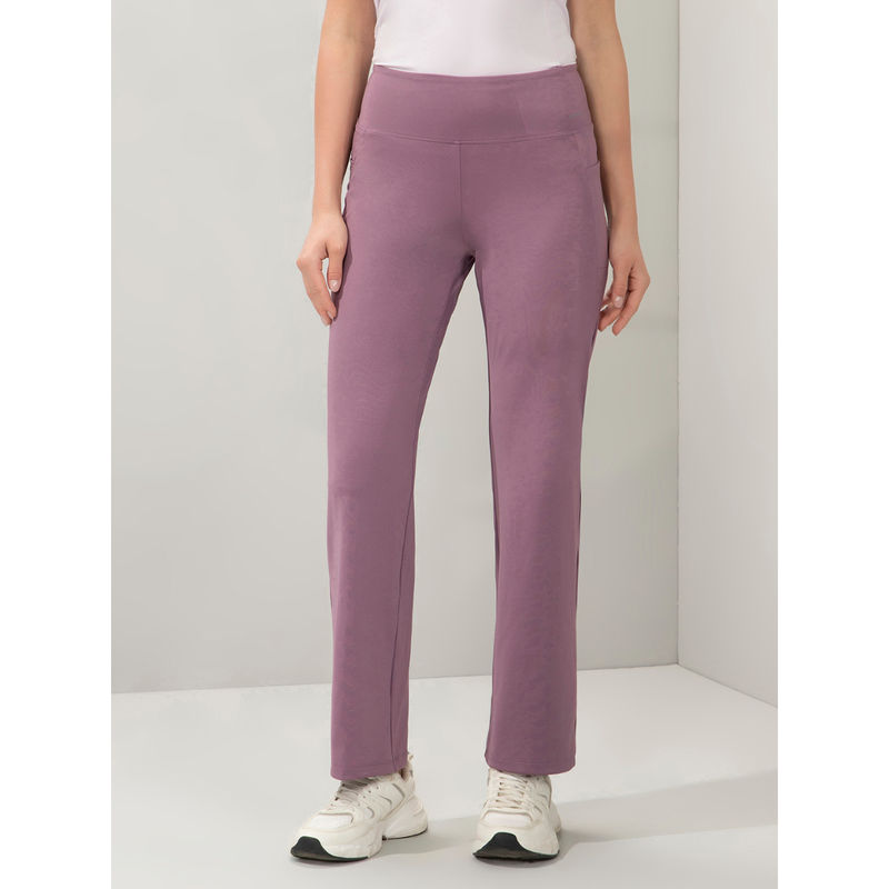 Amante Women Purple High Rise Full Length Flared Solid Trackpant (XL)