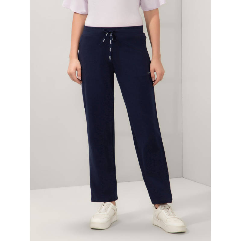 Amante Women Navy Blue Mid Rise Relaxed Fit Full Length Trackpant (XL)