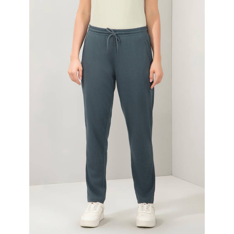 Amante Women Grey Mid Rise Relaxed Fit Full Length Trackpant (M)