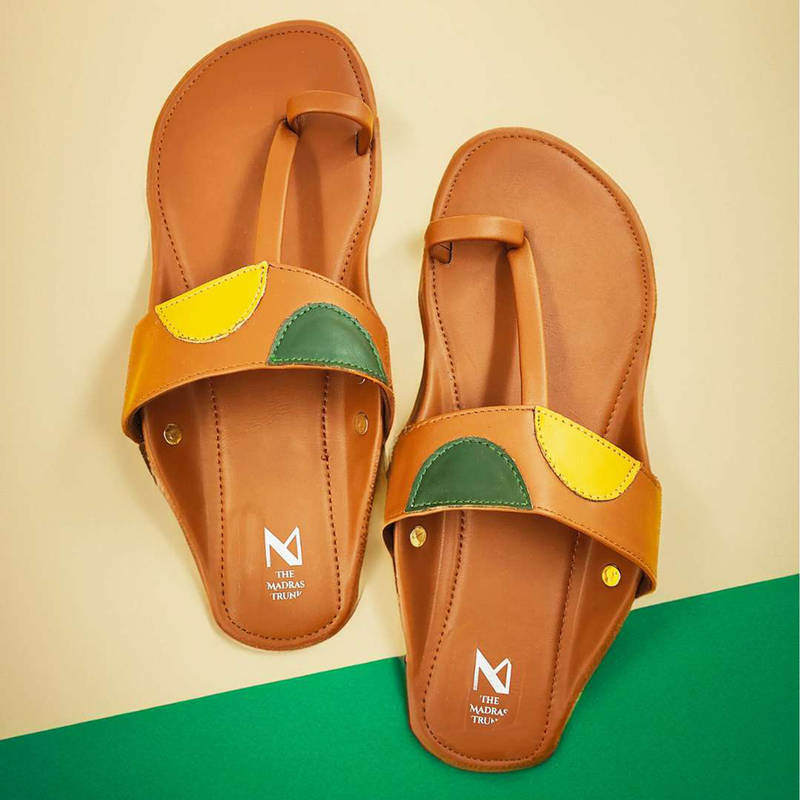 The Madras Trunk Haiku Melam Tan One Toe Flats (EURO 36)