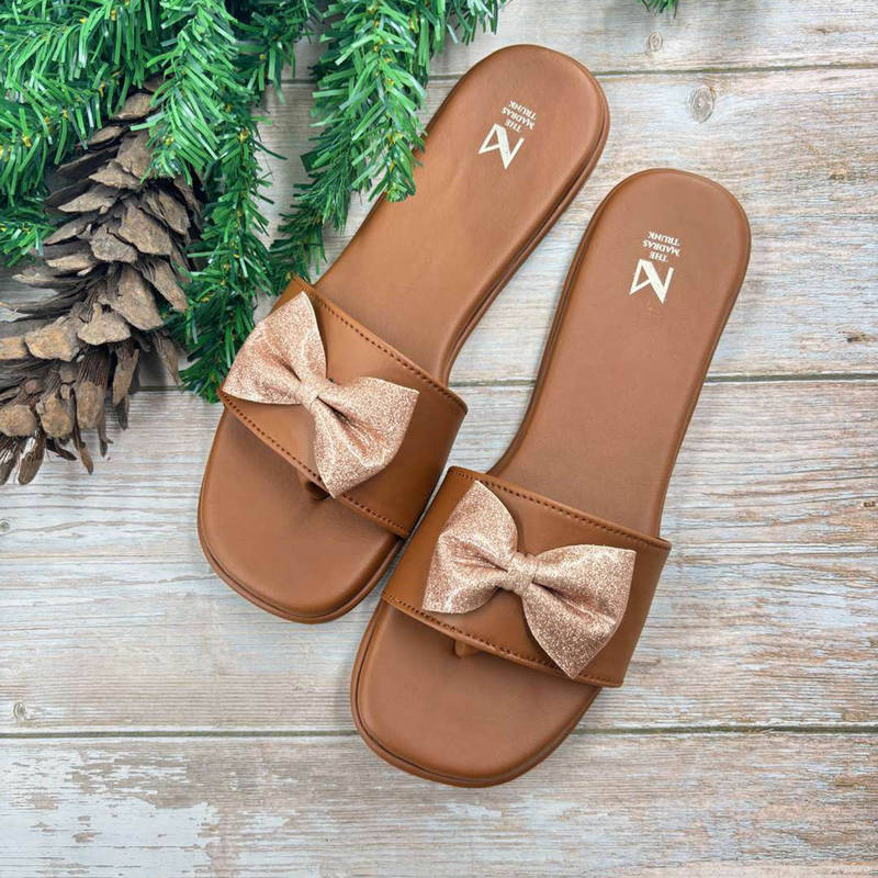 The Madras Trunk Zoya Tan Open Toe Flats (EURO 36)