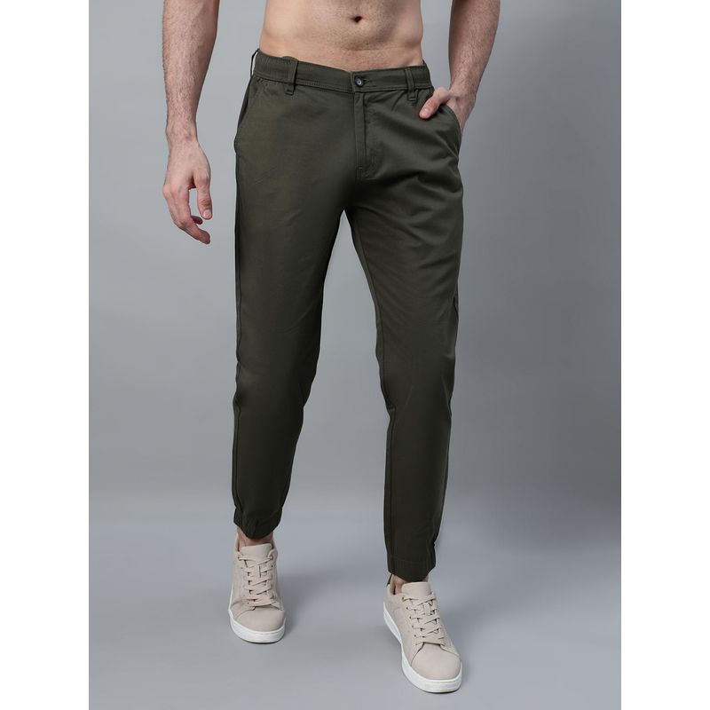 Cantabil Men Olive Green Solid Jogger (32)