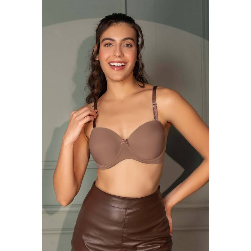 Chelvet Underwired Lightly Padded Demi Cup Bra (36C)