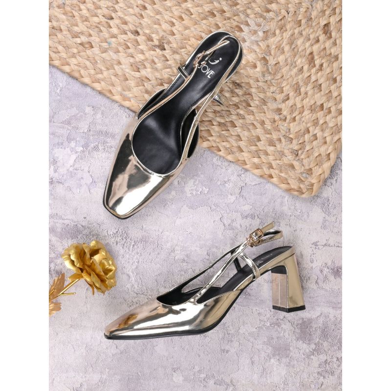 Jove Women Silver Metallic Mules Heels (EURO 36)