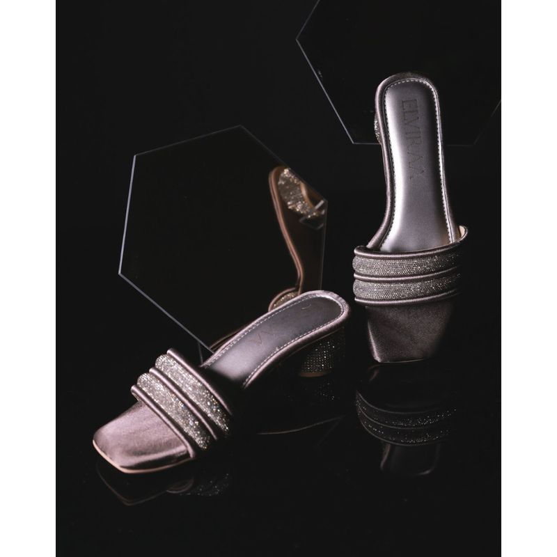 ELVIRAA Puffy Diamond Strap Block Heels Brown (EURO 36)