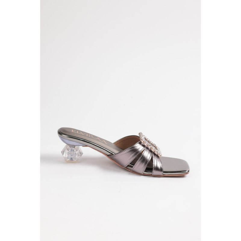 ELVIRAA Square Stone Block Heels Grey (EURO 35)