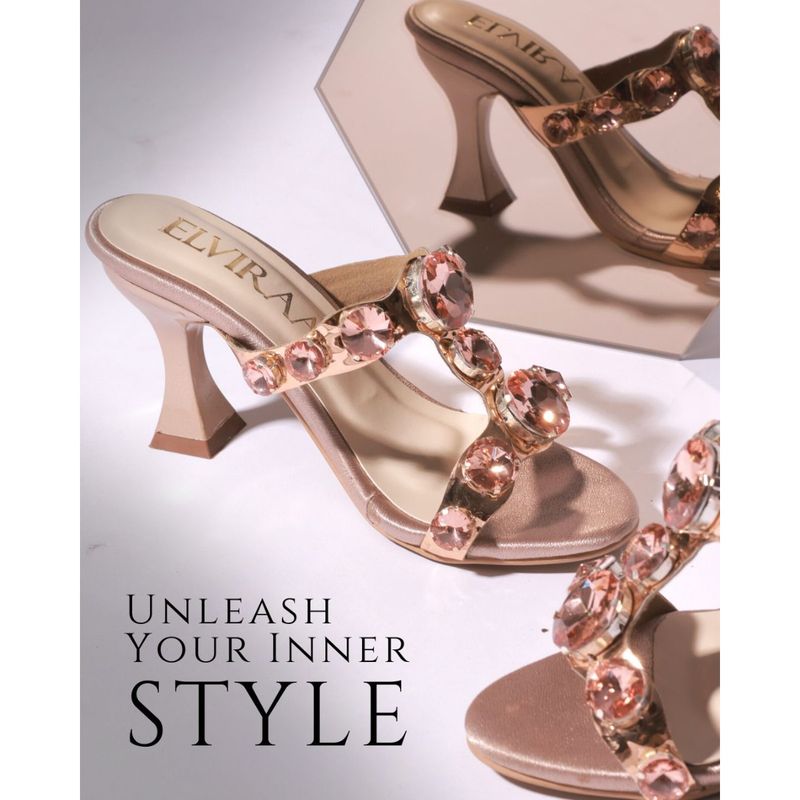 ELVIRAA Stone Studded Heels Pink (EURO 35)