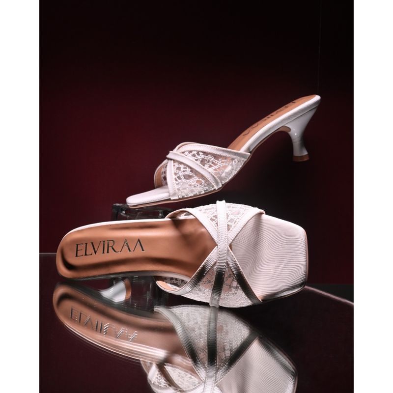 ELVIRAA Net Kitten Heels White (EURO 36)
