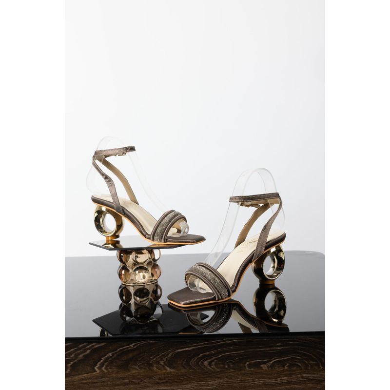 ELVIRAA Puffy Diamond Strap High Heel Brown (EURO 38)