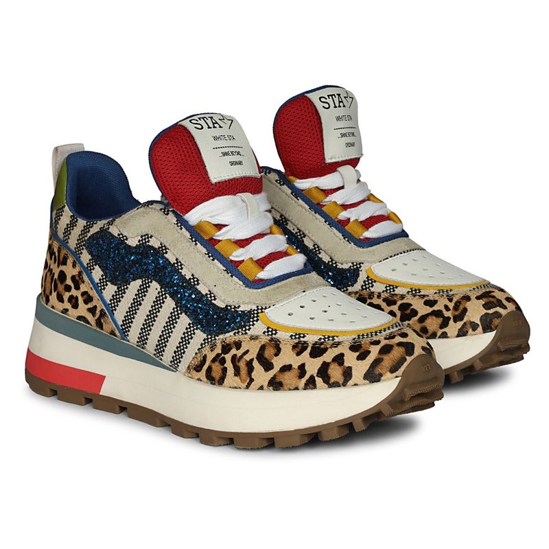 Whitesta Pu Coated Multi Leather Women Sneaker (EURO 37)